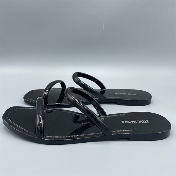 Steve Madden Women's Black Jelly‎ Slide Sandals Size 7 Minimalist Squared Toe - Picture 2 of 10